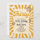 Invitation Retro Sun Wave Daisy Brown 30e anniversaire (Devant)