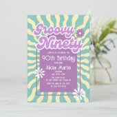 Invitation Retro Sun Wave Daisy Super 90e anniversaire (Debout devant)