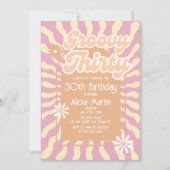 Invitation Retro Sun Wave Daisy Super Brown 30e anniversaire (Devant)