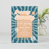 Invitation Retro Sun Wave Daisy Super Brown 70e anniversaire (Debout devant)
