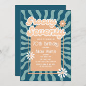 Invitation Retro Sun Wave Daisy Super Brown 70e anniversaire (Devant / Derrière)