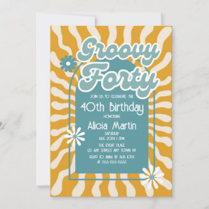 Invitation Retro Sun Wave Daisy Super Green 40e anniversaire