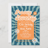 Invitation Retro Sun Wave Daisy Super Orange 70e anniversaire (Devant)