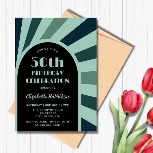 Invitation Retro Sunburst Arch Type de cadre Anniversaire