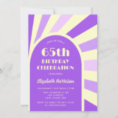 Invitation Retro Sunburst Arch Typographie Anniversaire Jaune (Devant)