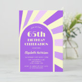 Invitation Retro Sunburst Arch Typographie Anniversaire Jaune (Debout devant)