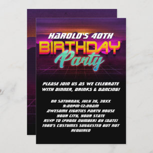 Invitation Retro Sunset 1980s 80s 40e anniversaire