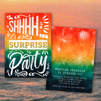 Invitation Retro Sunset Summer Surprise Birthday Party