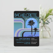 Invitation Retro Sunset Tropical Palm Tree Bachelorette Party (Debout devant)
