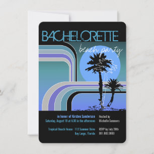 Invitation Retro Sunset Tropical Palm Tree Bachelorette Party