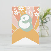 Invitation Retro Sunshine daisy boho floral bannière E (Debout devant)