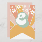 Invitation Retro Sunshine daisy boho floral bannière E (Devant / Derrière)