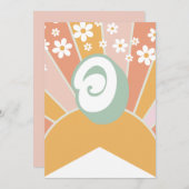 Invitation Retro Sunshine daisy boho floral bannière O (Devant / Derrière)