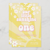 Invitation Retro Sunshine daisy boho premier anniversaire flo (Devant / Derrière)
