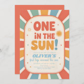 Invitation Retro Sunshine First Birthday (Devant / Derrière)