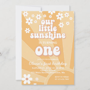 Invitation Retro Sunshine marguerite bohème florale premier a