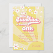 Invitation Retro Sunshine marguerite boho floral premier anni (Devant)