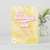 Invitation Retro Sunshine marguerite boho floral premier anni (Debout devant)