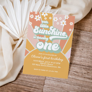 Invitation Retro Sunshine marguerite boho floral premier anni