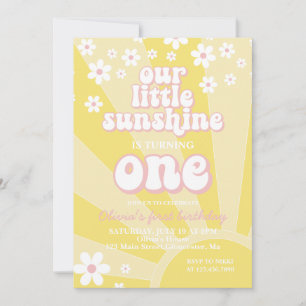 Invitation Retro Sunshine marguerite boho florale premier ann