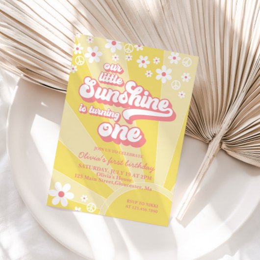 Invitation Retro Sunshine marguerite boho premier anniversair