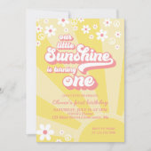 Invitation Retro Sunshine marguerite boho premier anniversair (Devant)