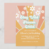Invitation Retro Sunshine Stay Wild Flower Enfant boho floral (Devant / Derrière)
