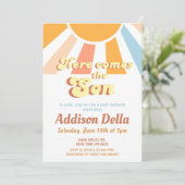 Invitation Retro Sunshine Sun Baby shower de garçon à thème (Debout devant)