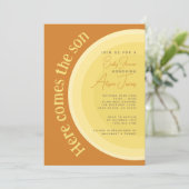 Invitation Retro Sunshine Voici le Baby shower du Fils (Debout devant)