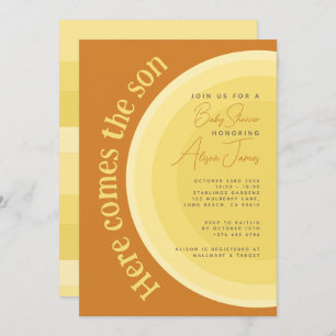 Invitation Retro Sunshine Voici le Baby shower du Fils