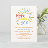 Invitation Retro Sunshine Voici Le Baby shower Fils (Debout devant)