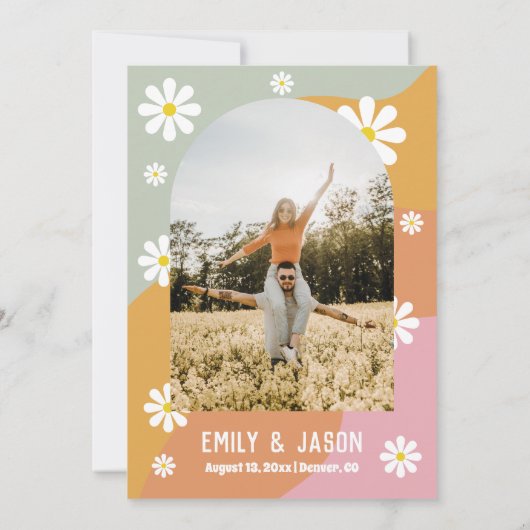 Invitation retro super 70 enregistrer la date (Dos)