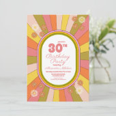 Invitation Retro Super 70's Theme Muted Tones Anniversaire (Debout devant)