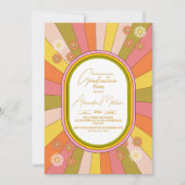 Invitation Retro Super 70's Theme Muted Tones Graduation (Devant)