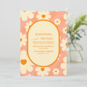 Invitation Retro Super 70's thème Muted Tones Mariage Invit (Debout devant)