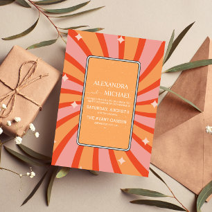 Invitation Retro Super 70's thème Muted Tones Mariage Invit