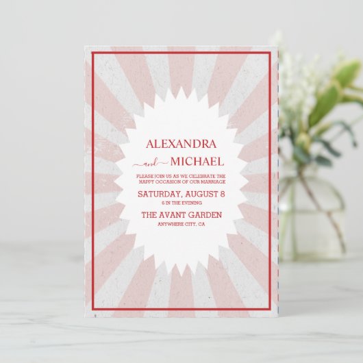 Invitation Retro Super 70's thème Muted Tones Mariage Invit (Debout devant)