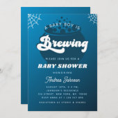 Invitation Retro Super a Baby Boy est en train de brasser Blu (Devant / Derrière)