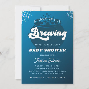 Invitation Retro Super a Baby Boy est en train de brasser Blu