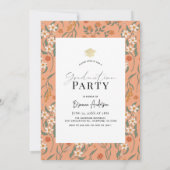 Invitation Retro Super Arc Floral Graduation Photo (Dos)