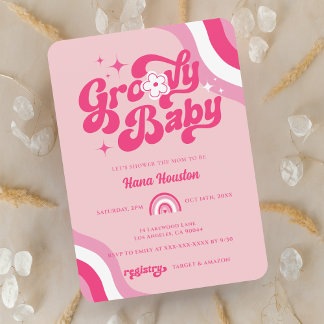 Invitation Retro Super bébé fille douche
