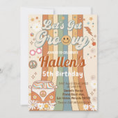 Invitation Retro Super Boho Daisy Rainbow Anniversaire (Devant)