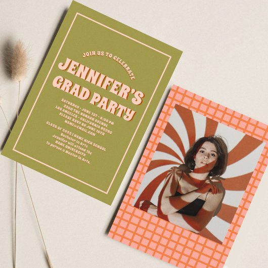 Invitation Retro Super Colorful High School Graduation Party