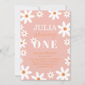 Invitation Retro Super Daisy Boho Fille 1er anniversaire fête (Devant)