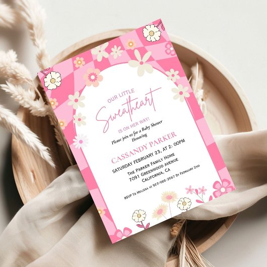 Invitation Retro Super Daisy Boho Valentine Baby shower