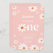 Invitation Retro Super Daisy Fleurs chaudes 1er anniversaire (Devant / Derrière)