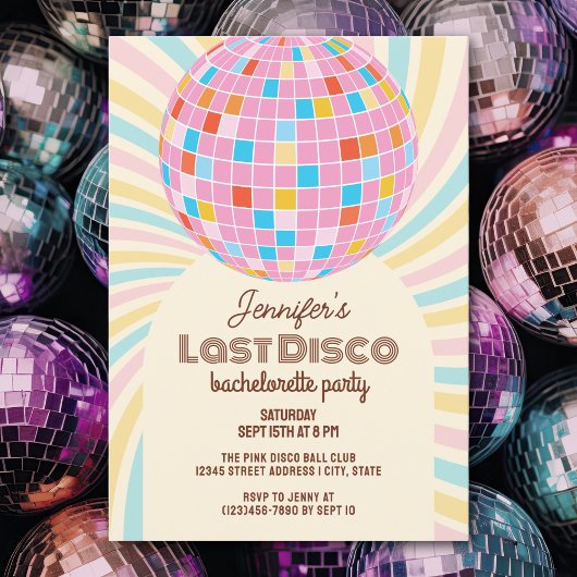 Invitation Retro Super Dernier Disco Bachelorette Party