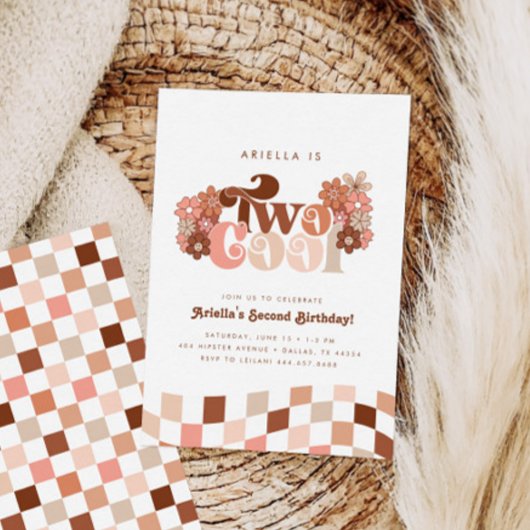 Invitation Retro Super deux filles Cool 2e anniversaire