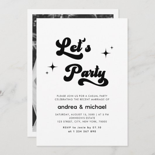 Invitation Retro Super Faisons la fête Décontractée après mar (Devant / Derrière)