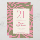 Invitation Retro Super fête du 21e anniversaire (Devant / Derrière)